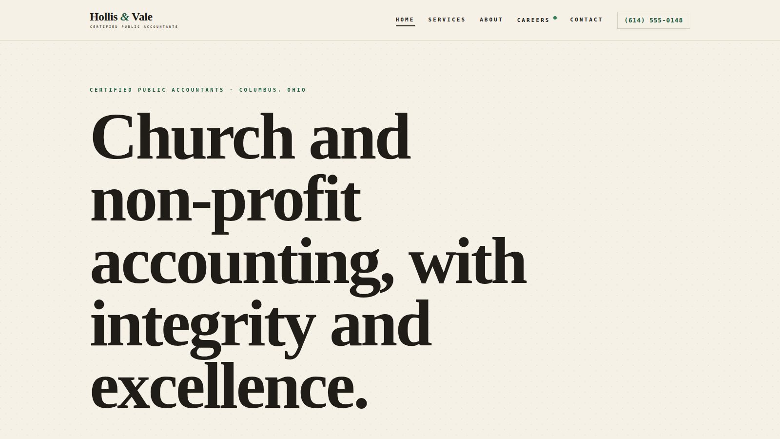 Hollis & Vale homepage