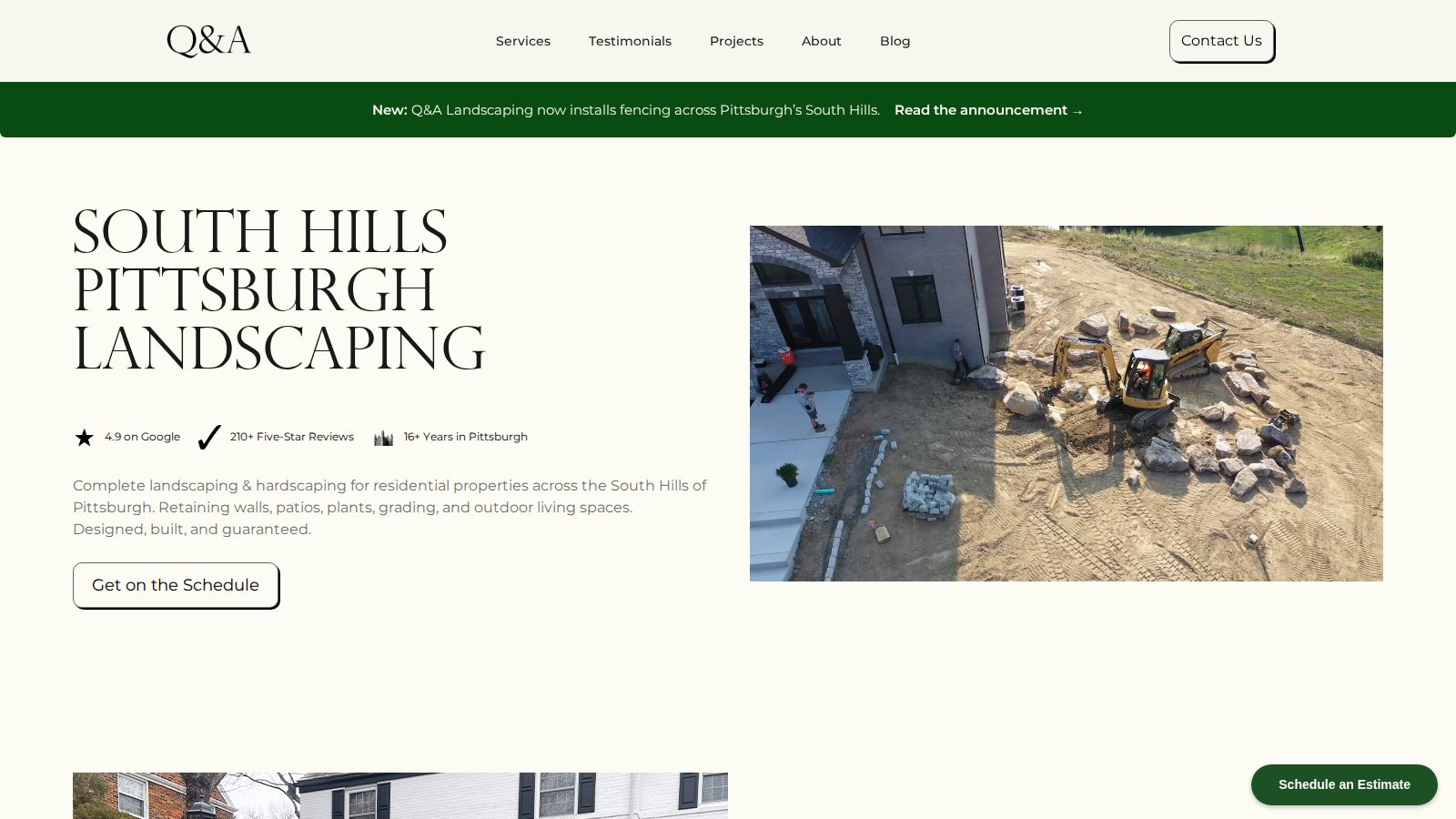 Q&A Landscaping homepage